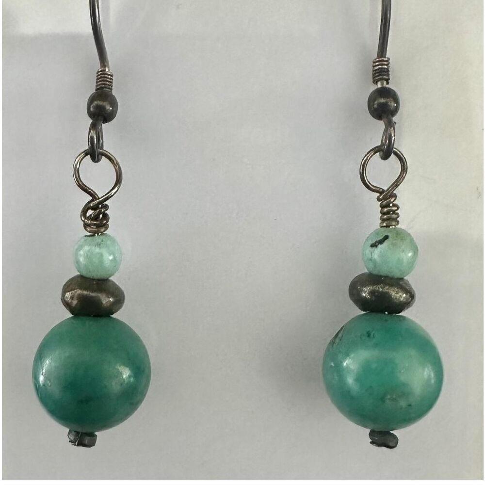 Sterling Silver blue stone  Artisan Dangle Earrings